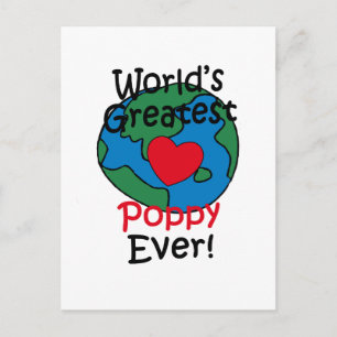 World’s Greatest Poppy Heart Postcard