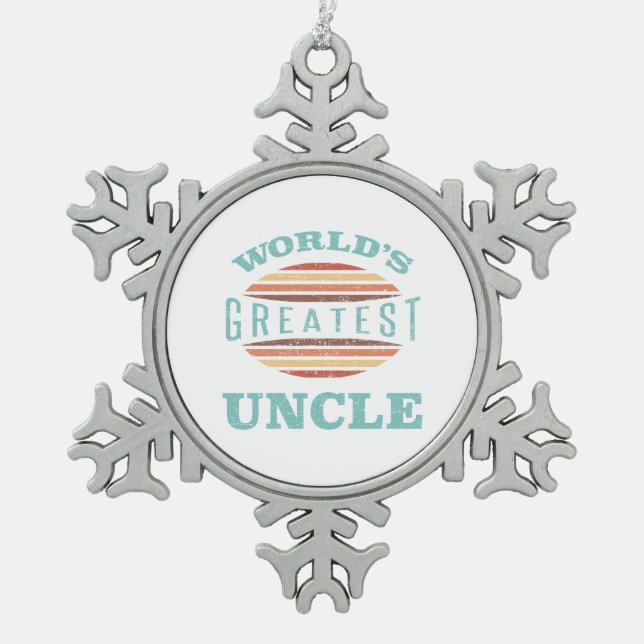 World’s Greatest Uncle Snowflake Pewter Christmas Ornament (Front)