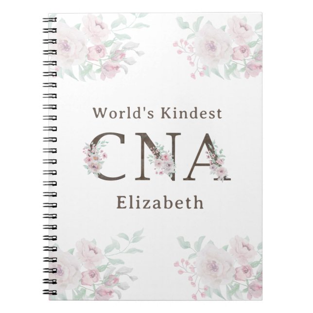 World’s Kindest CNA Floral Notebook (Front)