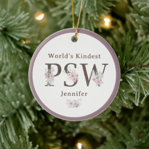 World’s Kindest PSW Floral Christmas Ceramic Ornament