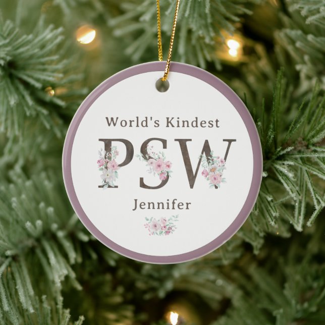 World’s Kindest  PSW Floral Christmas Ceramic Ornament (Tree)