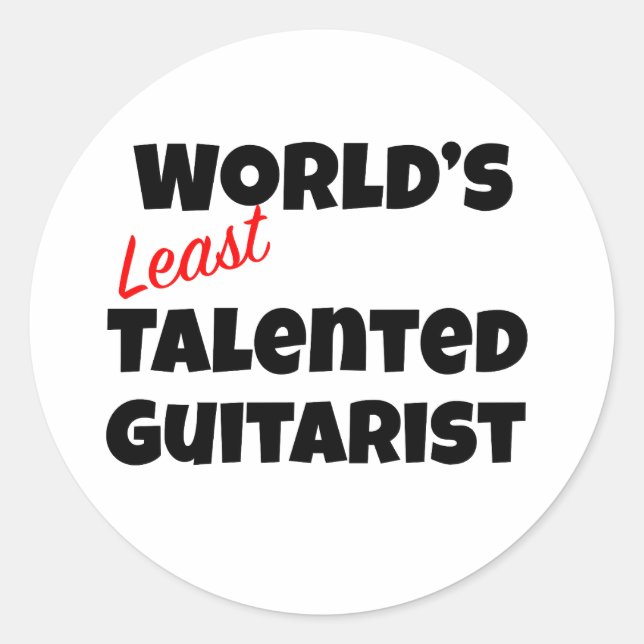 World’s Least Talented Guitarist Classic Round Sticker (Front)