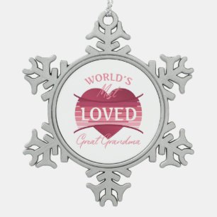 World’s Most Loved Great Grandma Snowflake Pewter Christmas Ornament