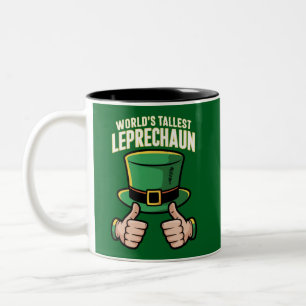 World’s Tallest Leprechaun Funny Irish Humour Two-Tone Coffee Mug