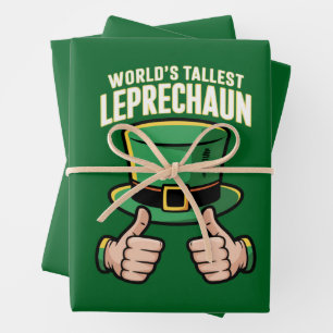World’s Tallest Leprechaun Funny Irish Humour  Wrapping Paper Sheet