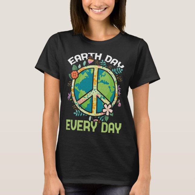World Save Nature Oceans Day Peace Everyday Earth  T-Shirt (Front)