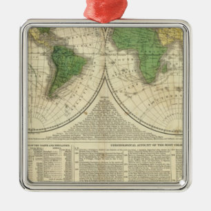 World shown as two hemispheres metal ornament