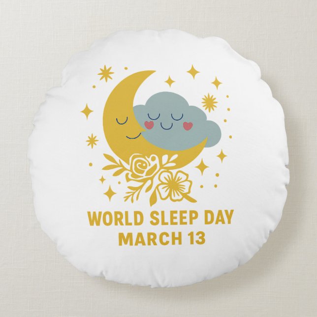 World Sleep Day – Rest in Style  Round Pillow (Front)