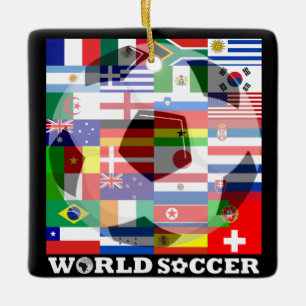 World Soccer Flags Field Square Ornament