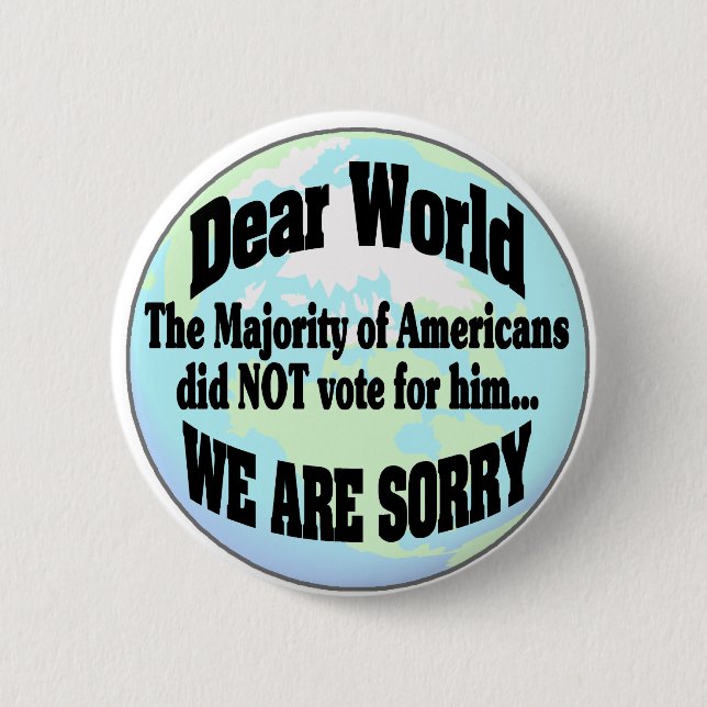 world sorry2 6 cm round badge (Front)