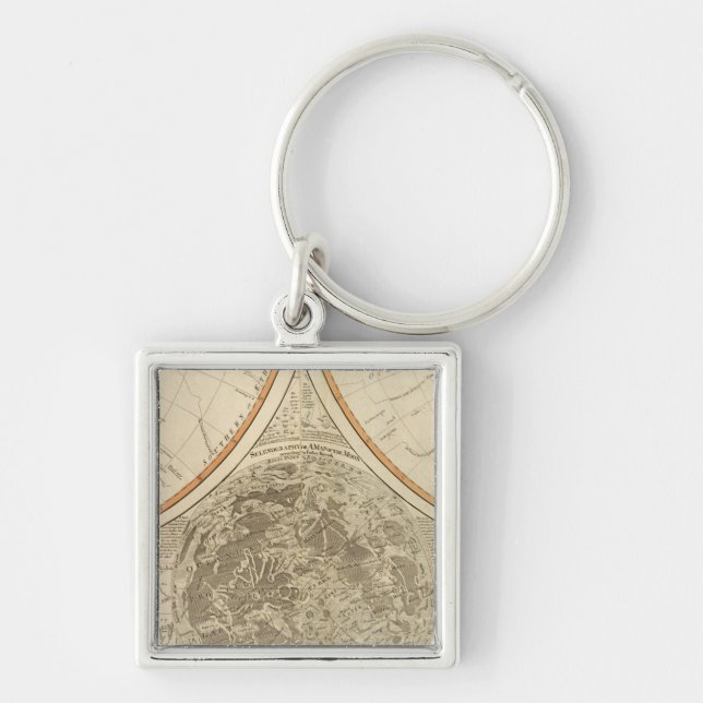 World south hemisphere map key ring (Front)