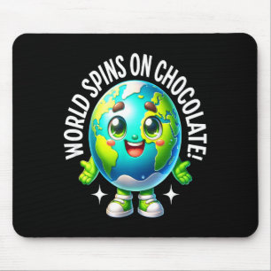 World spins on chocolate funny cute earth food lov mouse pad