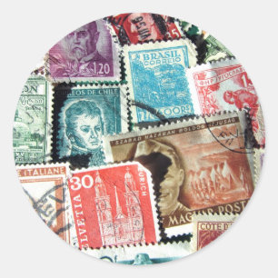 World Stamp Collage Stickers