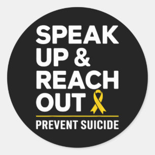 World Suicide Prevention Awareness Day Yellow Ribb Classic Round Sticker