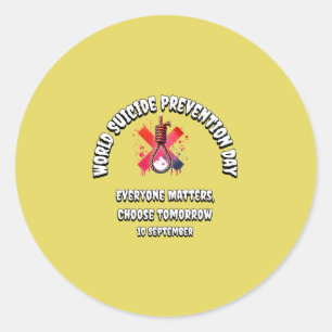 World Suicide Prevention Day. Everyone Matters. Classic Round Sticker