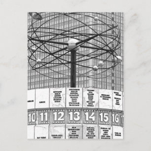 World Time Clock, Alexanderplatz, Berlin, B & W (W Postcard