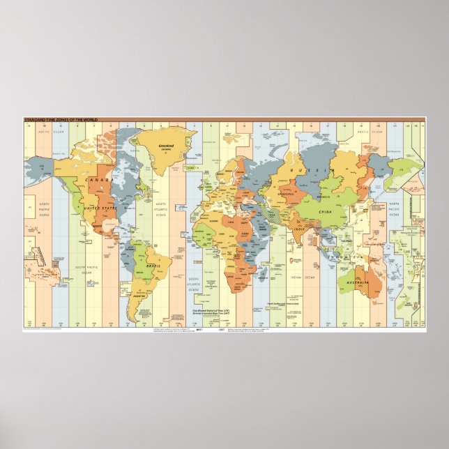 World Time Zones Poster (Front)