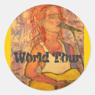 World Tour acoustic girl Classic Round Sticker