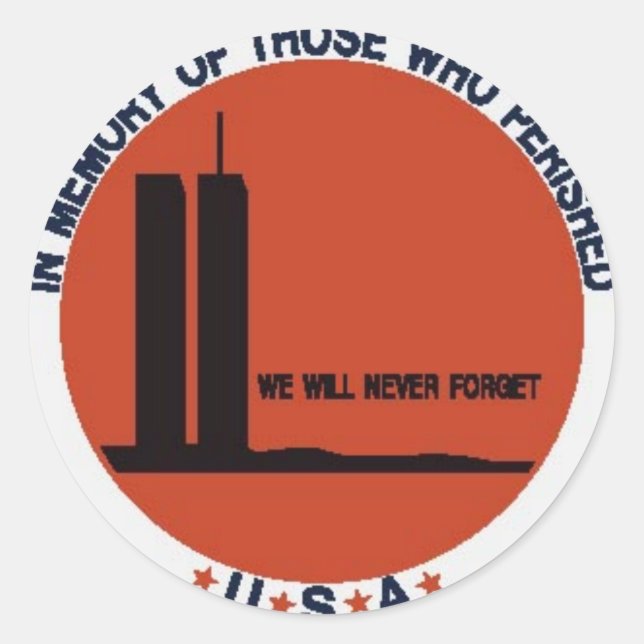 WORLD TRADE CENTER 9/11 CLASSIC ROUND STICKER (Front)