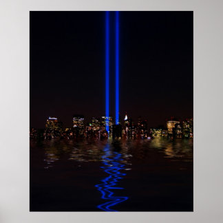 World Trade Centre Tribute in Light at Night Poster
