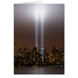 World trade centre tribute in light in New York.