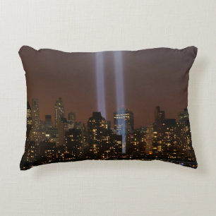 World trade centre tribute in light in New York. Decorative Cushion