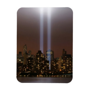 World trade centre tribute in light in New York. Magnet