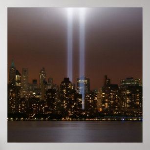 World trade centre tribute in light in New York. Poster