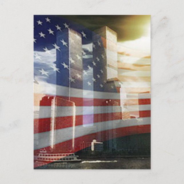 World Trade Centre with Flag Postcard (Front)