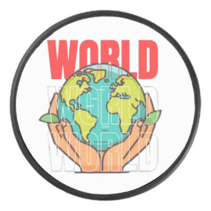 World – Travel Adventure Globe Design Hockey Puck