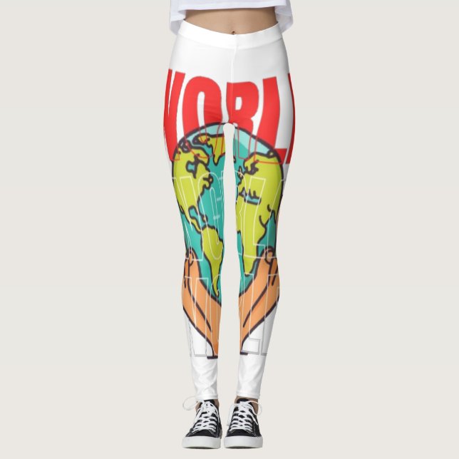 World – Travel Adventure Globe Design Leggings (Front)