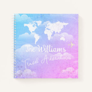 World Travel Adventures Sky Blue Clouds Notebook