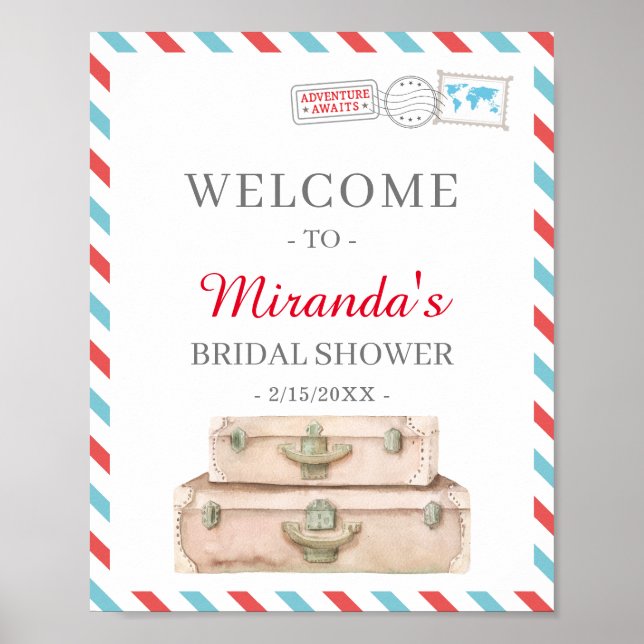 World Travel Airline Bridal Shower Decor Welcome (Front)