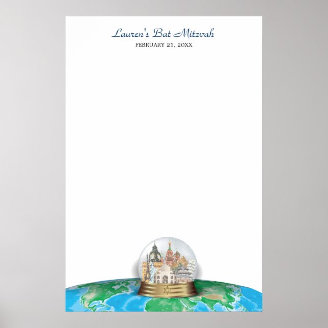 World Travel Bar Bat Mitzvah Sign-In Poster (Front)