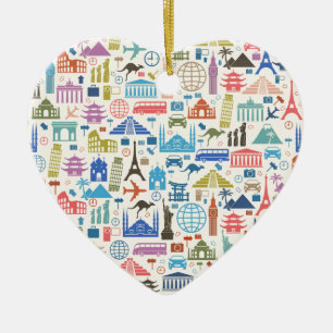 world travel ceramic tree decoration