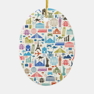 world travel ceramic tree decoration
