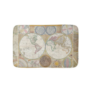 World Travel Map Antique Vintage Bath Mat