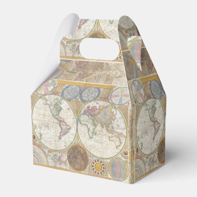 World Travel Map Antique Vintage Favour Box (Front Side)