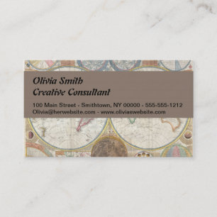World Travel Map Antique Vintage Geography Business Card