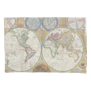 World Travel Map Antique Vintage Geography Pillowcase
