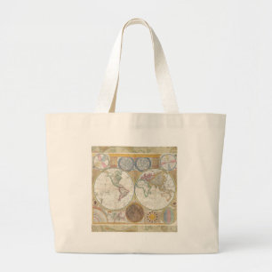 World Travel Map Antique Vintage Large Tote Bag