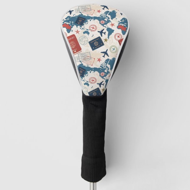 World Travel Map Pattern Golf Head Cover (Front)