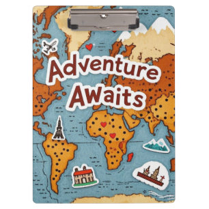 World Travel Map with quote Clipboard