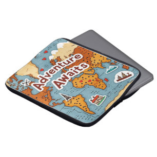 World Travel Map with quote Laptop Sleeve