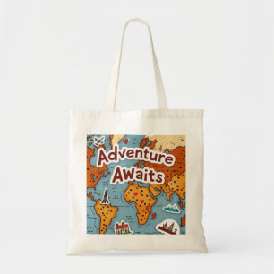 World Travel Map with quote Tote Bag