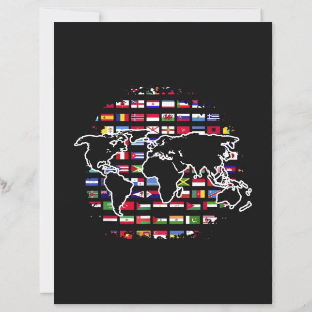 World Travel Map World Map International Flags (Front)