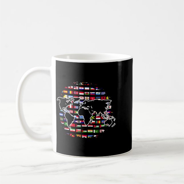 World Travel Map World Map International Flags Coffee Mug (Left)