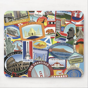 World Travel Pattern Mouse Pad