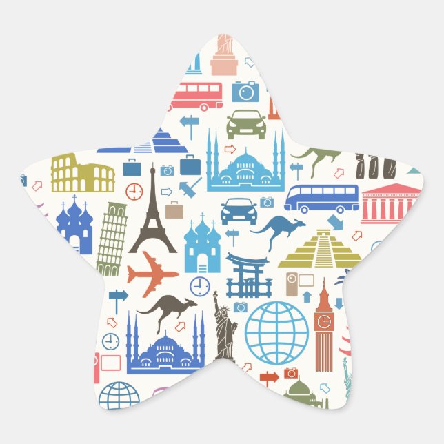 world travel star sticker (Front)