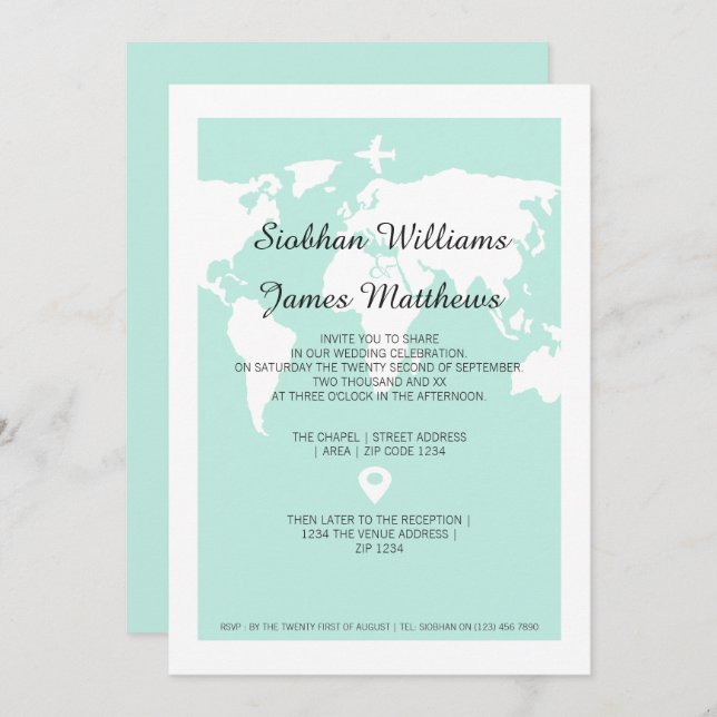World Travel Wedding Invitation (Front/Back)